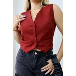 Colete Alfaiataria Feminino Cereja