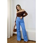 Calça Wide Leg Jeans Basic Clara