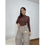 Body Feminino Gola Alta Poliamida Marrom