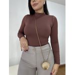 Body Feminino Gola Alta Poliamida Marrom