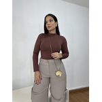 Body Feminino Gola Alta Poliamida Marrom