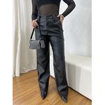 Calça Feminina Pantalona Couro Sintético 