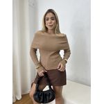 Blusa Feminina Tricot Ombro a Ombro Nude