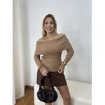 Blusa Feminina Tricot Ombro a Ombro Nude