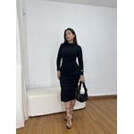 Vestido Feminino Midi Canelado Preto