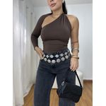 Body Feminino Manga Transversal Marrom
