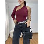 Body Feminino Manga Transversal Cereja