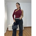Body Feminino Manga Transversal Cereja