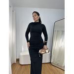 Vestido Feminino Longo Drapeado Preto
