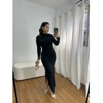 Vestido Feminino Longo Drapeado Preto