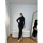 Vestido Feminino Longo Drapeado Preto