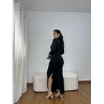Vestido Feminino Longo Drapeado Preto