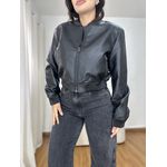 Jaqueta de Couro Feminina PU Bomber Preta