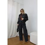 Jaqueta de Couro Feminina PU Bomber Preta