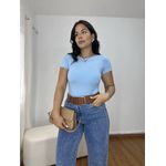 Body Feminino Manga Curta Azul Claro