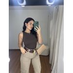 Body Feminino Regata Costas Nua Marrom