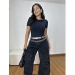 Body Feminino Manga Curta Costas Nua Preto