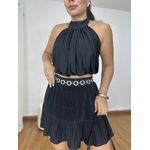 Blusa Frente Única Drapeada Preta