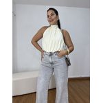 Blusa Frente Única Drapeada Amarelo Manteiga