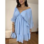 Vestido Feminino Manga Ampla Azul