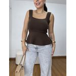 Blusa Feminina Tricot Peplum Marrom