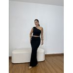 Conjunto Feminino Blusa Nula Manga e Saia Preto