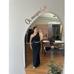 Conjunto Feminino Blusa Nula Manga e Saia Preto