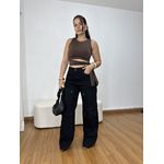 Calça Feminina Cargo Bolsos Frontais Preta