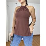 Blusa Frente Única Amarração Marrom
