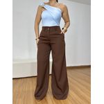 Calça Pantalona Alfaiataria Clássica Marrom