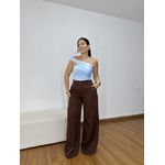 Calça Pantalona Alfaiataria Clássica Marrom