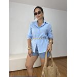 Camisa Feminina Linho Azul 01