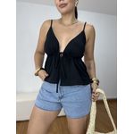 Blusa Feminina Amarração Crepe Preta