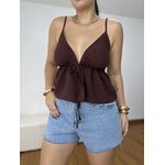 Blusa Feminina Amarração Crepe Marrom