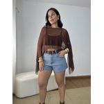 Blusa Capa Tule Marrom