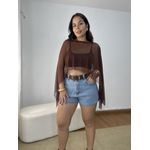 Blusa Capa Tule Marrom