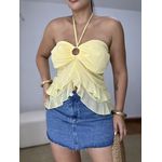 Blusa Bata Babados Tule Amarela