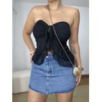 Blusa Bata Babados Tule Preta