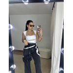 Cropped Feminino Busto Vazado Branco