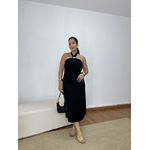 Vestido Frente Única Fivela Preto