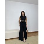 Vestido Longo Detalhe Fivela Preta