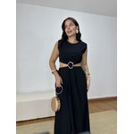 Vestido Longo Detalhe Fivela Preta