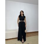 Vestido Longo Detalhe Fivela Preta