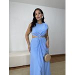 Vestido Longo Detalhe Fivela Azul