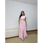 Vestido Longo Detalhe Fivela Rosa