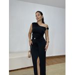 Vestido Detalhe Ombro Longo Preto