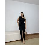 Vestido Detalhe Ombro Longo Preto