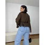 Blusa Bata Amarração Manga Ampla Marrom