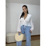 Blusa Bata Amarração Manga Ampla Branca