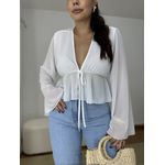 Blusa Bata Amarração Manga Ampla Branca